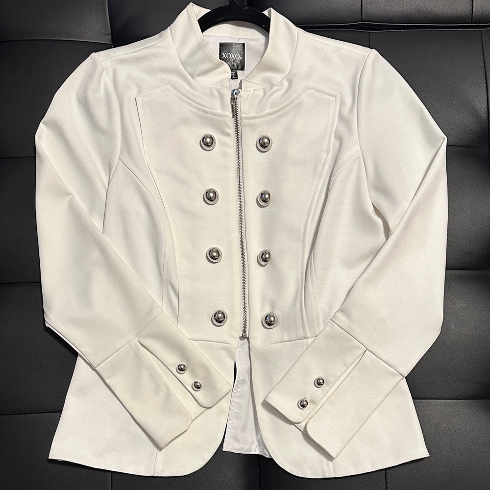 XOXO Women's Cream Double-Breasted Blazer